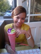 Breanna enjoying her apple berry mocktail at Cookie.