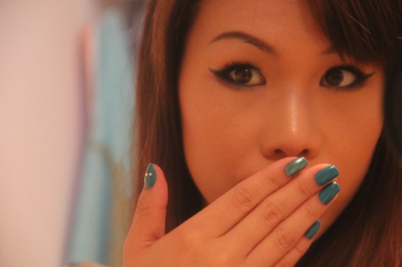 I wore blue nails all Christmas! My pointer was a shimmery blue while the other fingers were glossy.