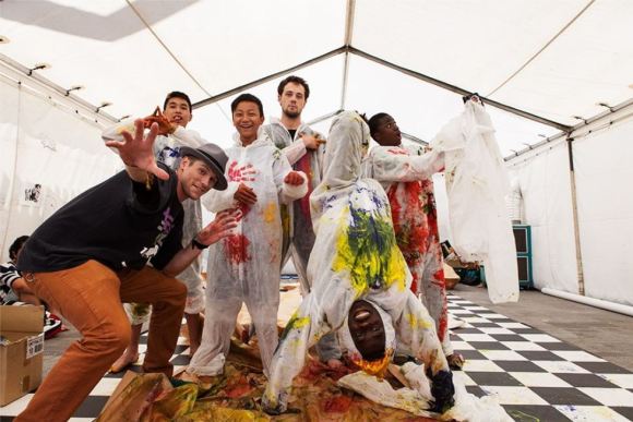 The kids making a mess with paint, a canvas and some AWESOME breakdance moves!