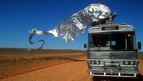 Iconic scene from The Adventures of Priscilla, Queen of the Desert